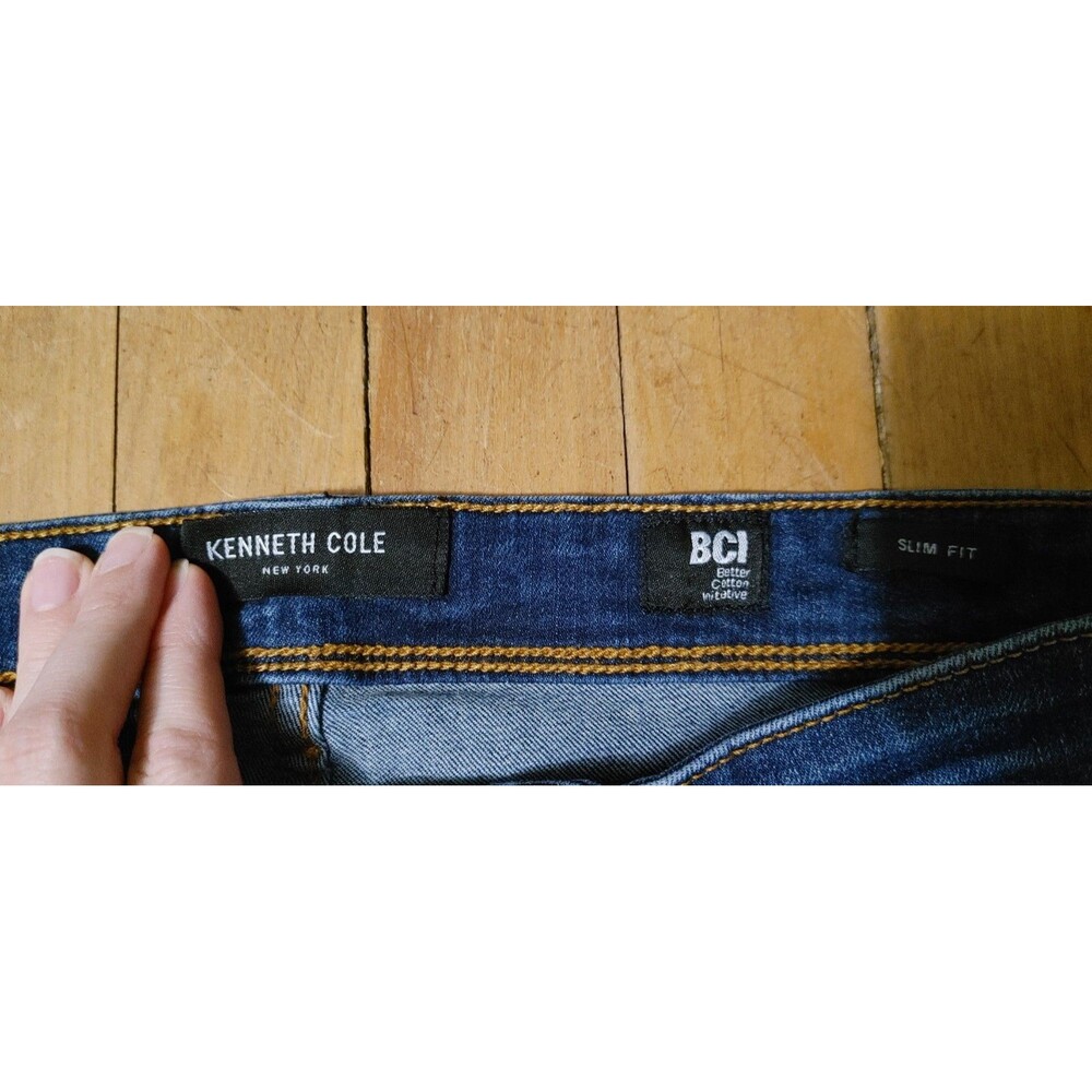 Mens Kenneth Cole Reaction NY BCI Slim Fit Stretch Denim Blue Jeans 30 X 29 - Picture 4 of 9